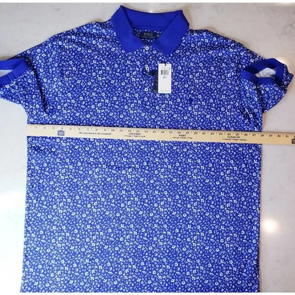 NWT POLO RALPH LAUREN Classic Floral SS Polo Shirt Men's 2XLT in Blue & White - Picture 7 of 8